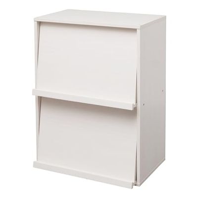 Iris Ohyama, Opbergkast met 2 vouwdeuren/Houten kast/Kantelbaar/Opbergkast, In hoogte verstelbare plank 3,2 cm, Kantoor, Woonkamer - Flap Rack - CHR-2 - Witte eik