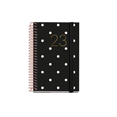 Miquelrius - Agenda annuale 2023 - Pagina giorno - Dimensioni Caddy 80 x 120 mm - Copertina rigida - Rilegatura a spirale- Catalano - Senape