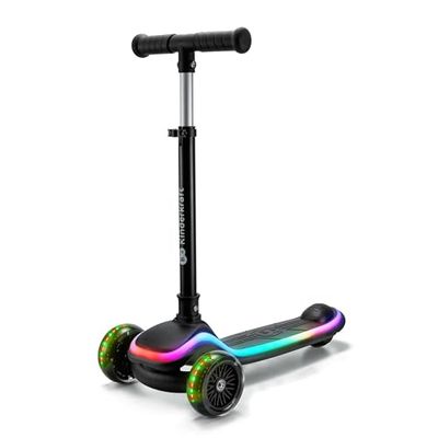 Kinderkraft RAKET Trottinette pour Enfants de 1 an à 50 kg, Trottinette, Roues LED, Guidon réglable en Hauteur, Design Moderne, Noir