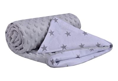 Medi Partners Couverture Bebe Couvertures Bébés 100% Coton Enfant 75x100cm pour Multifonctionnel Bilatéral pour Landaus (Étoiles Grises avec Minky Grise)