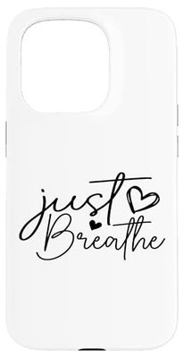 Basta respirare, semplice calligrafia scritta a mano con un cuore Custodia per iPhone 15 Pro