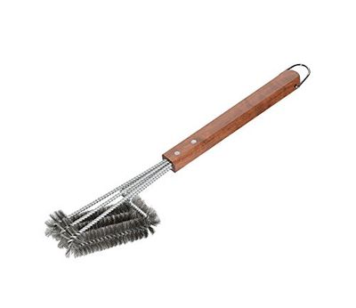 Küchenprofi Brosse de barbecue 3 têtes en acier avec manche en palissandre 45 cm