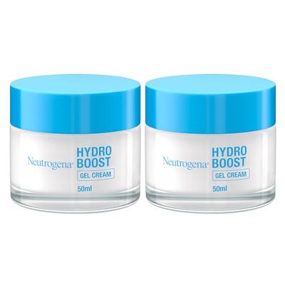 Neutrogena Hydro Boost Crema Gel, Crema idratante viso in gel leggero, Crema viso Acido Ialuronico per un'idratazione intensa, Ideale per pelle secca e sensibile, 2 x 50 ml - Esclusiva Amazon