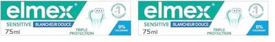 ELMEX - Dentifrice Elmex Sensitive Blancheur Douce 0% Colorants - Dents Sensibles, Gencives Douloureuses, Protection de l'Email - 75 ml (Lot de 2)