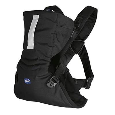 Chicco EasyFit Portabebés Ergonómico de 0 Meses a 9 kg, Mochila porteo Bebé Fácil de Usar para Llevar, Mirando hacia los Padres, Marsupio para infantes, con Sujeción para Cabeza y Cuello, Negro