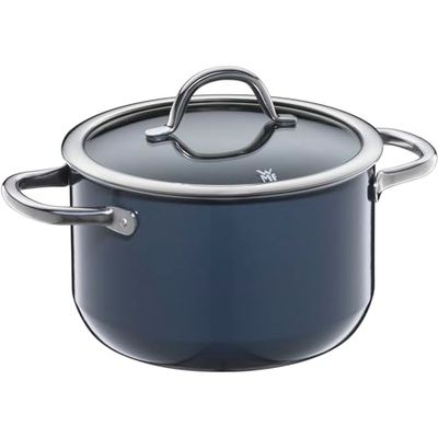 WMF Fusiontec Inspire - Pentola grande, 20 cm, coperchio in vetro, per carne a induzione, 3,7 l, in ceramica high-tech, antigraffio, non rivestita, colore: Blu scuro, Made in Germany