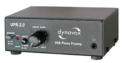 Dynavox UPR-2.0 pré-amplificador de Phono, para tocadiscos com sistemas de cápsulas MM, saída USB para digitalizar discos de vinil, preto