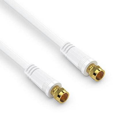 conecto 1m SAT-antennekabel, coaxkabel - stekker naar stekker, wit, 1,00 m