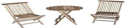Sparmeile GmbH Ambientehome 62307 3-delad balkonguppsättning med 60 cm bord och 2 fällstolar teak