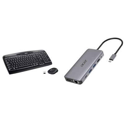 Logitech MK330 Wireless Keyboard & Acer 12-in-1 USB-C hub - (USB-C,