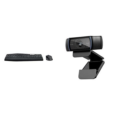Logitech MK850 Kit Tastiera e Mouse, Layout Tedesco Qwertz, Nero & C920 HD Pro Webcam, Videochiamata Full HD 1080p/30fps, Audio Stereo Chiaro, Correzione Luce HD- Nero