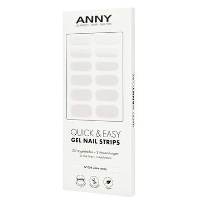ANNY Gel Nail Strips – Pellicola UV per unghie da incollare con lampada UV, resistente e infrangibile, facile da usare, colore: bianco candy – n. 4
