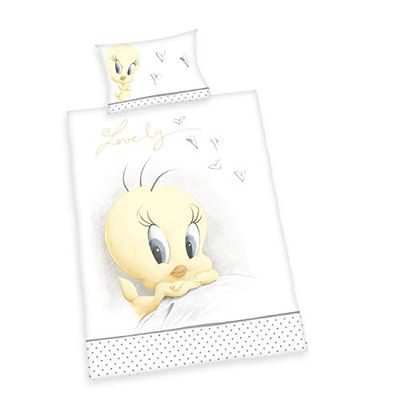 Herding Looney Tunes beddengoedset, katoen, wit, 40 x 60 cm, 100 x 135 cm