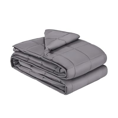 VEVOR Manta con Peso, 11,3 kg, 203 x 220 cm, Tamaño King, Suave, 100% Algodón, con Perlas de Vidrio, Transpirable, para Adultos 113 a 140 kg, Alivia la Ansiedad y Estrés, Mejora el Sueño, Gris