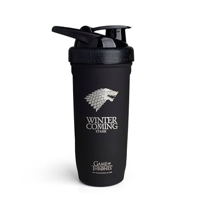 Smartshake Reforce Stainless Steel Game Of Thrones Winter Is Coming Shaker Bottle (900 ML /30oz) | Lightweight Resistance Sports Shaker Bottle with a Soft Lid | Leakproof, BPA Free & DEHP Free