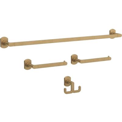 Franklin Brass GRNV64-SG Granville - Juego de Accesorios de baño de 45,7 cm, Barra de Toalla con Extensor, Soporte para Papel higiénico, Soporte para Toallas, Gancho para Toallas en Oro Satinado