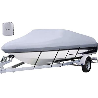 VEVOR Housse de Bateau imperméable de 4,8 à 5,7 m, Largeur de Poutre jusqu'à 248,9 cm, Housse d'amarrage Robuste en Polyester 600D de qualité Marine pour Bateau à Coque en V avec 5 Sangles de Serrage