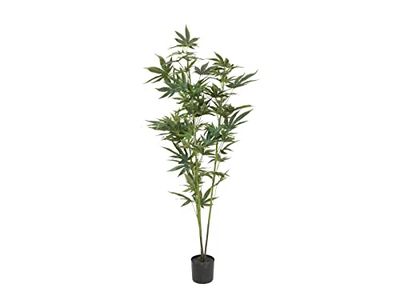 EUROPALMS Pianta di canapa, pianta artificiale, 120 cm, pianta di cannabis artificiale per decorazioni