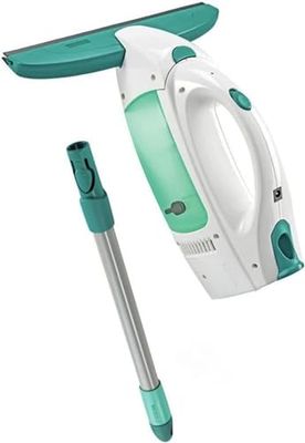 Leifheit Aspirateur à vitres Dry et Clean, lave vitre électrique utilisable à 360 degrés et manche 43 cm, set nettoyage pour toutes les surfaces lisses