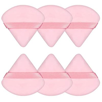 Rose 6 Pieces Triangular Puffs with The Velvet Puffs Pointed Corners Makeup Tools Contour Soft Puffs for Loose Powder