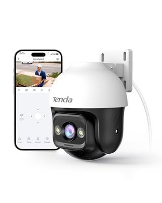 Tenda Telecamera Wi-Fi Esterno, 2K Videocamera Sorveglianza con Visione Notturna a Colori, IP Cam 360°, Audio Bidirezionale, Rilevamento di Movimento e Persone, Compatibile con Alexa, CH3