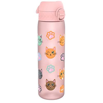 ion8 Botella Agua, 500ml, a Prueba de Fugas, Fácil de Abrir, Cerradura Segura, Apta para Lavavajillas, Sin BPA, Asa de Transporte, Fácil de Limpiar, Neutro en Carbono, Gatos
