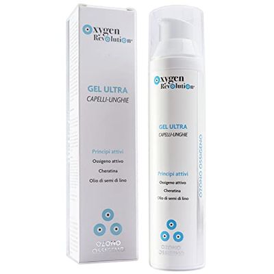 Oxygen Revolution, Gel Ultra Capelli e Unghie, a base di ossigeno-ozono con Cheratina e Semi di Lino, aiuta la ricrescita dei capelli e delle unghie, rafforza cuoio capelluto e bulbi piliferi, 100ml