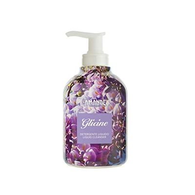 L'AMANDE - Sapone Liquido Mani e Corpo Fresco Fiorito con Mimosa e Gelsomino, Bagnoschiuma Gel Detergente Agrumato Limone e Ribes Nero, Sapone Mani e Docciaschiuma Delicato e Naturale - Glicine 300 ml