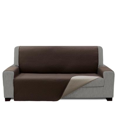 ECOMMERC3 | Sofa Cover Size 4 Seater 200 x 220 cm New Sofa Effect - Brown-Beige Sofa Cover Easy Installation Fit