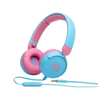 JBL JR310 Cuffie per Bambini con Cavo e Limitatore di Volume, Cuffie On Ear con Microfono e Filo Piatto Antigroviglio su un lato, Pieghevoli, Leggere e Comode, azzurro-rosa, taglia unica