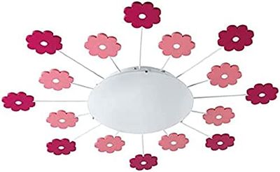 EGLO La plafoniera Viki 1, lampada da parete a uno punto luce per la stanza dei ragazzi, plafoniera in acciaio, rosa, satinato, bianco, E27