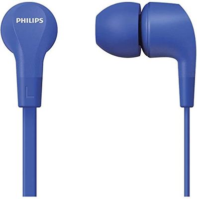Philips E1105BL/00 In-Ear-Koptelefoon Bedraad met Afstandsbediening in Het Snoer (8,6-mm-Neodymium-Drivers, Krachtige Bas, Helder Geluid, Past Perfect) Blauw - 2020/2021 Model
