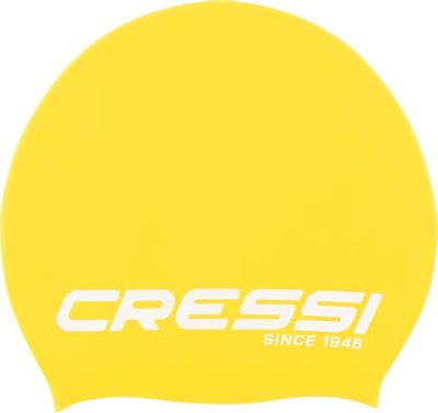 CRESSI Loira Long Hair Swim Cap Bonnet de Natation en Silicone Unisex-Adult, Jaune/Blanc, L