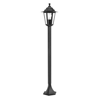 Eglo Laterna 4 Lampada a piantana per esterni, illuminazione per esterno a 1 punto luce, lampada a piantana in fusione di alluminio nero e vetro trasparente, attacco E27, IP44