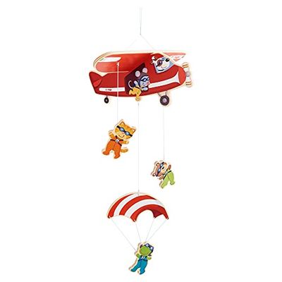 HABA 304758 Mobiele parachutespringer, accessoires voor de kinderkamer, met veel dierenfiguren, van hout, gemakkelijk te monteren, geschikt vanaf de geboorte