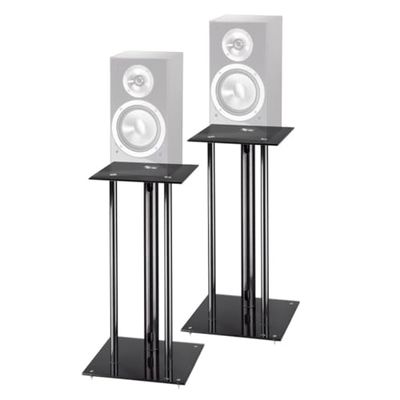 Hama Lot de 2 Supports de Haut-Parleur Universels (Pieds pour Enceintes Lourdes jusqu'à 30Kg, avec Gestion des câbles, Amortisseur de Vibrations, Hauteur 64 cm) Noir
