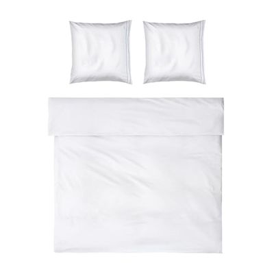 Möve Noblesse - Set copripiumino 200 x 200 cm + 2 x 80 x 80 cm in 100% cotone, colore: bianco/blu chiaro