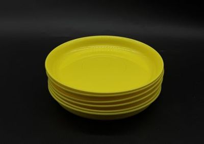 Kimmel Lot de 6 assiettes de 14 cm - Réutilisables - En plastique - Pour enfants - Jaune