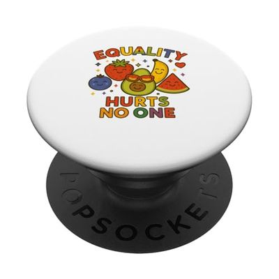 LGBTQ Pride Shirt Equality Hurts No One Frutiy Rainbow Flag PopSockets PopGrip Adhesivo
