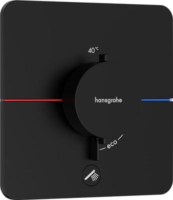 hansgrohe ShowerSelect Comfort Q - Miscelatore termostatico incasso, Rubinetto termostatico con blocco di sicurezza (SafetyStop) a 40° C, Termostato, 1 utenza, nero opaco