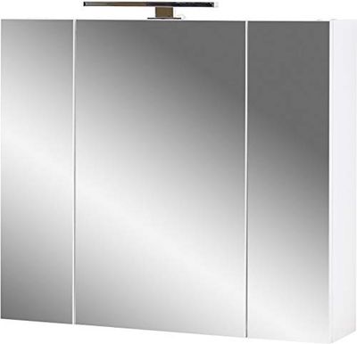 GERMANIA DIE MÖBELMACHER Armadietto a Specchio 2754-84 GW-Mauresa, Bianco, con Illuminazione a LED, 76 x 71 x 23 cm (L x A x P)