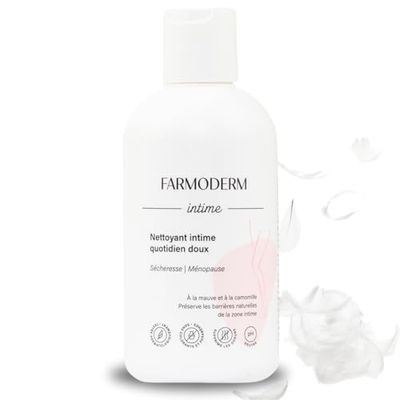 Farmoderm Lavaggio intimo quotidiano per la pelle sensibile, secca e in menopausa - ph bilanciato lavaggio femminile per le donne - calmante, decongestionante e organico - per le donne - 300ml