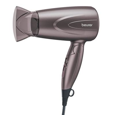 Beurer Asciugacapelli HC 17, Phon Compatto e Pieghevole 2 Livelli di Riscaldamento e Ventola, 1300 Watt, con Bocchetta Professionale e Anello per Appenderlo Comodamente