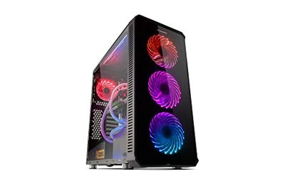 NOX XTREME PRODUCTS HUMMER TGX- Boîtier RGB Rainbow ATX-Micro ATX-ITX, 4 ventilateurs LED RGB de 140 mm inclus, façade en verre trempé, espace pour jusqu'à 9 ventilateurs, USB 3.0, couleur noire