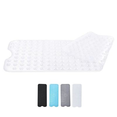 Zuvo Extra-Long Non-Slip Bath Mat (100 x 40 cm, Solid White) – Anti-Mould, Machine-Washable Shower Mat with Powerful Suction – Ideal for Elderly Kids