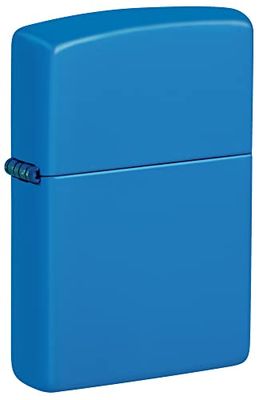 Zippo, Elegant lighter in matte sky blue metal, balanced design and True windproof lighter, refillable and durable, ideal for outdoor use Color: Sky Blue, Sky Blue Matte