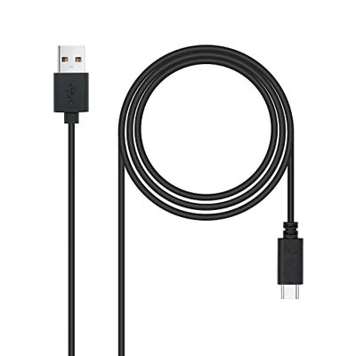 NANOCABLE 10.01.2103 - Cable USB 2.0 3A, tipo USB-C/M-A/M, Color Negro, 3 m