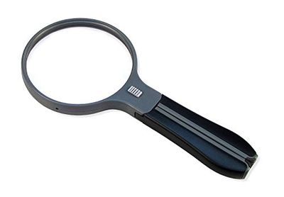 Carson loupe Split Handle, grossissement de 2x, avec une poignée divisée, une petite lentille incorporée, grossissement de 3,5x, et fonction éclairage par LED (HF-11)