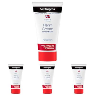 Neutrogena Norwegian Formula Hand Cream Concentrated Unscented, Immediate and Lasting Relief With Glycerin, (300 Applications), 75 ml (Pack of 4)