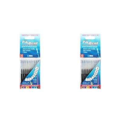Brossettes interdentaires Pikdent - Noyau en acier revêtu et poils en Tynex - Taille 7 Noir 1,2 Mm Conique - 10 Brossettes (Lot de 2)